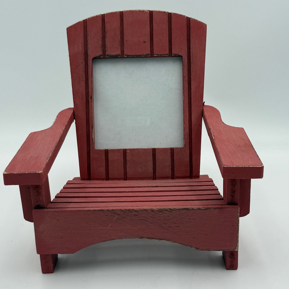 Concepts In Time Red Wood Adirondack Chair Picture Frame Coastal Decor B484744RD